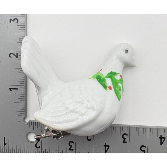 Vintage Dove Christmas Tree Ornament Clip On Peace White Bird Hand Painted - Picture 4 of 9
